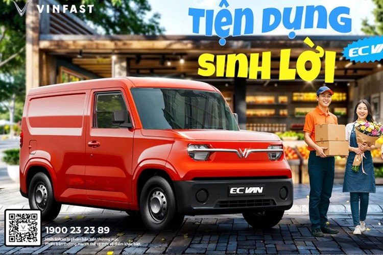 ថ្ងៃនេះ ថ្ងៃទី 25 ខែឧសភា ឆ្នាំ 2025 ម៉ូដែលរថយន្តដឹកទំនិញខ្នាតតូចរបស់ VinFast - EC Van នឹងបើកដំណើរការដាក់ប្រាក់ជាផ្លូវការ។ ជាមួយនឹងតម្លៃសមរម្យ ការផ្សព្វផ្សាយប្រាក់បញ្ញើដំបូងចំនួន 10 លានដុង។ 1.jpg