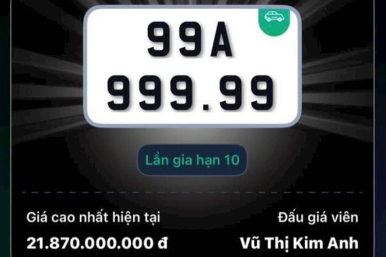 Biển số siêu VIP 99A - 999.99 lập kỷ lục, vượt mốc 21,8 tỷ đồng. 1-405.jpg
