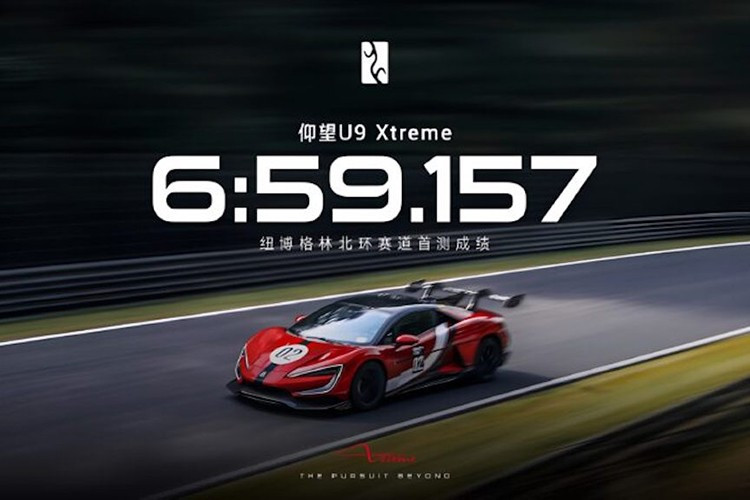 Yangwang U9 Xtreme បានក្លាយជារថយន្តផលិតលឿនបំផុតមិនធ្លាប់មាន។ Yangwang ក៏បានបង្ហោះម៉ោង 6:59.157 នៅលើ Nürburgring Nordschleife ដោយបានបំបែកកំណត់ត្រារបស់ Xiaomi SU7 Ultra ត្រឹម 7:04.957 ដើម្បីក្លាយជារថយន្តលឿនបំផុតនៅលើសៀគ្វី។ BYD នឹងផលិតការរត់មានកំណត់នៃ 30 U9 Xtreme គ្រឿងសម្រាប់ទីផ្សារពិភពលោក។ 2-1504.jpg