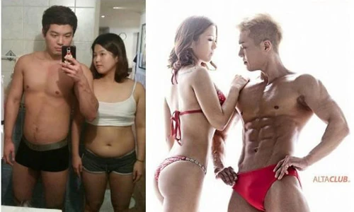 Ngắm cặp đôi bụng phệ trở thành trai 6 múi, gái nõn nà