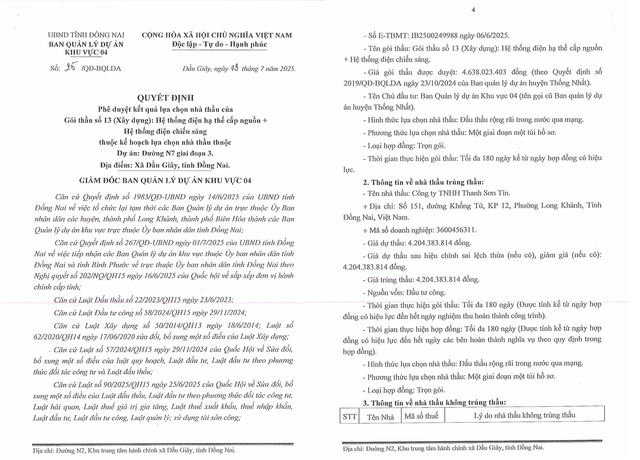Trích một phần Quyết định số 25/QĐ-BQLDA. Nguồn MSC. quyetdinhpheduyetkqlcnt-25.png