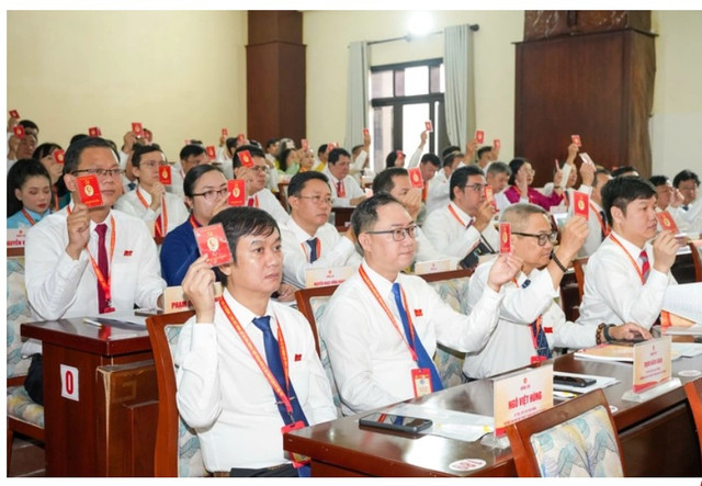 Đại biểu biểu quyết tại đại hội dangbotphcm-5.png