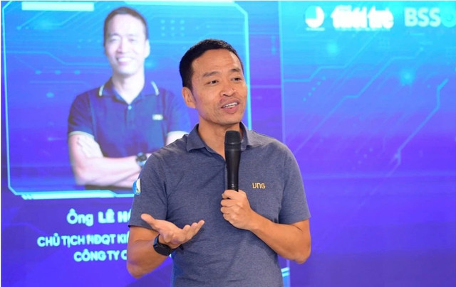 Chủ tịch VNG Lê Hồng Minh khẳng định các doanh nghiệp lớn sẵn sàng trả rất nhiều tiền cho những startup có thể ứng dụng AI để giải quyết các bài toán cụ thể. Ảnh: BTC. doanhnhan-1.png