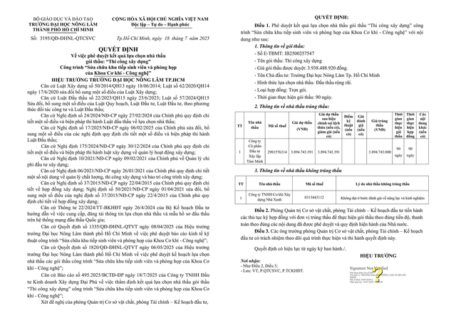 Quyết định 3195/QĐ-ĐHNL-QTCSVC. Nguồn MSC. qdinh-minhtam-1.png