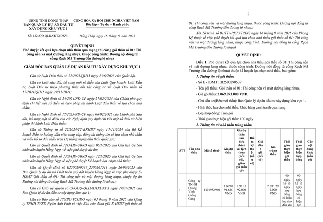 Trích một phần Quyết định số 122/QĐ-QLDAĐTXDKV1. Nguồn MSC. qdinh122-1.png