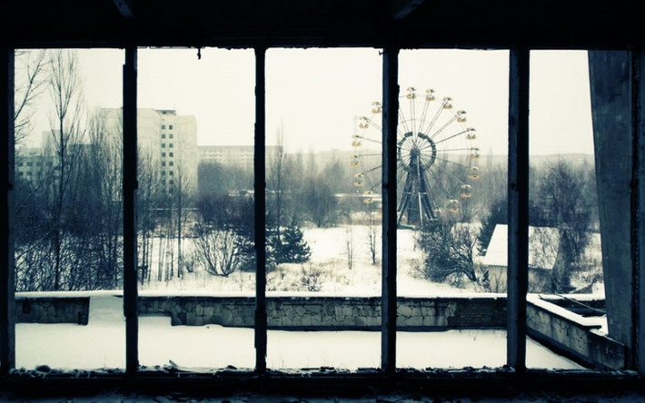 Thành phố Pripyat lạnh lẽo và hoang vắng trong tuyết sau thảm họa hạt nhân Chernobyl./.