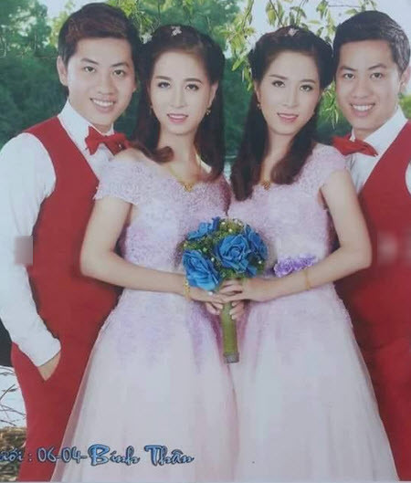 Chuyện anh em sinh đôi cưới chị em sinh đôi rất hiếm ở Việt Nam song không phải không có. Ngày 28/4/2013, ấp Vĩnh Thuận ở An Giang từng xôn xao trước đám cưới của anh em sinh đôi Phan Thanh Út, Phan Hoàng Út với hai cô dâu song sinh Nguyễn Thị Nhẫn, Nguyễn Thị Nhịn.