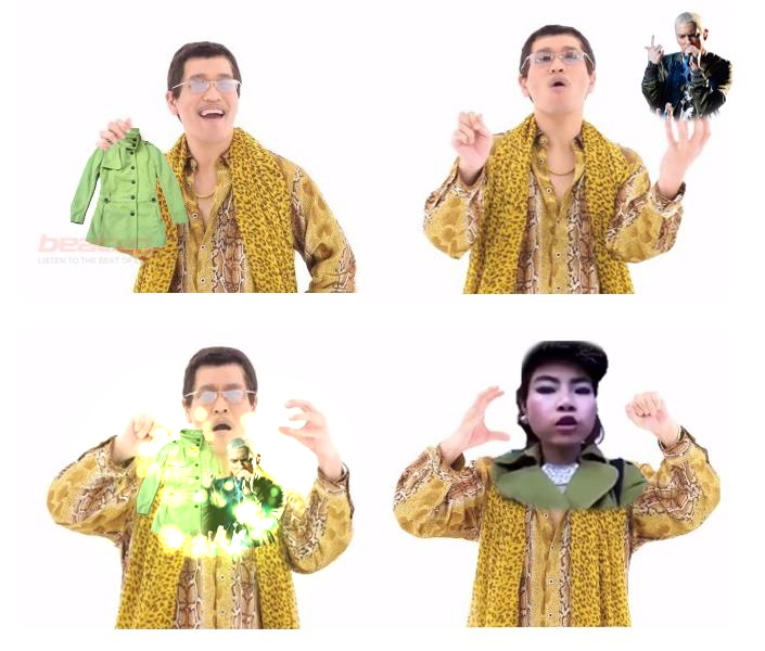 Và giống như nhiều phong trào, trào lưu khác từng nổi tiếng trên cộng đồng mạng Việt Nam, những bộ ảnh chế ăn theo là không thể thiếu. Những nhân vật "bá đạo" đang nổi tiếng trở thành nguồn cảm hứng chế tác cho các bạn trẻ. Với "Bài ca bút táo" mô tả về một sự kết hợp kỳ quặc giữa cây bút và quả táo, quả dứa... dân mạng Việt Nam nghĩ ra cách kết hợp chiếc áo măng tô màu xanh lá cây "huyền thoại" và rapper Eminem để tạo ra... hot girl Bella chuyên ăn quỵt tiền và chửi người như "bắn rap".