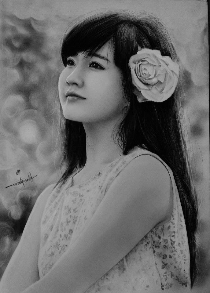 Thỉnh thoảng, những bức chân dung các hot girl Chi Pu, Trinh Xíu... của Duy Phương cũng gây bất ngờ lớn, được dân mạng khen ngợi không ngừng.