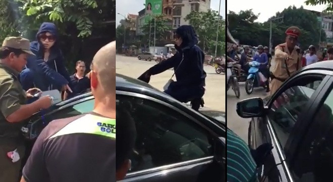 Ngay sau đó, cán bộ dân phòng cùng CSGT đã tới để khuyên bảo và giải tán đám đông hiếu kỳ để tránh tình trạng ách tắc giao thông.Tuy nhiên, người phụ nữ vẫn không chịu bỏ đi và tiếp tục trèo lên nóc capo, người chồng đành mở cửa cho người vợ vào. Và khi vừa vào xe cô gái hung hăng đánh chồng còn cô bồ nhí đã kịp che chắn, lao nhanh xuống xe.
