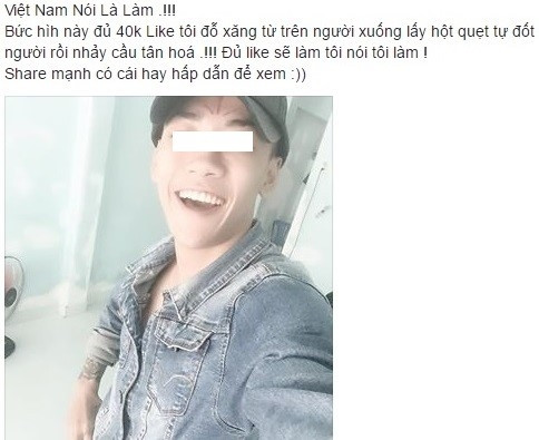Hành động của N.T được đánh đồng với những việc làm mang tính "trẻ trâu", muốn gây sự chú ý với cộng đồng mạng để bản thân mình được nổi bật. Chính vì thế, N.T đã bị chỉ trích, chửi bới rất nhiều nhưng số lượng người like, chia sẻ status của thanh niên này vẫn không ngừng tăng.