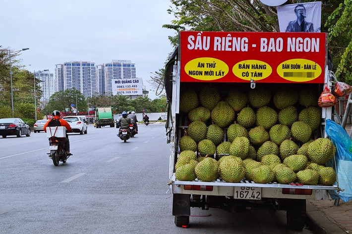 Những ngày cận Tết Nguyên đán Tân Sửu 2021, trên nhiều tuyến phố ở Hà Nội xuất hiện nhan nhản các loại xe ô tô, xe máy, xe đạp ngang nhiên dừng đỗ lấn chiếm lòng đường, vỉa hè để bày bán hoa quả không rõ nguồn gốc gây cản trở giao thông.