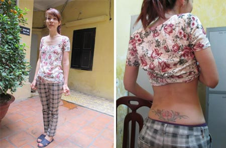 Hồi đầu năm 2013, Hà Phương từng bị bắt sau khi lừa trai trên xe ô tô, cướp dây chuyền gắn đá quý đắt tiền rồi bỏ chạy. Hà Phương sau đó bị TAND TP Hà Nội tuyên phạt 36 tháng tù về tội trộm cắp tài sản. Ảnh: CAND.