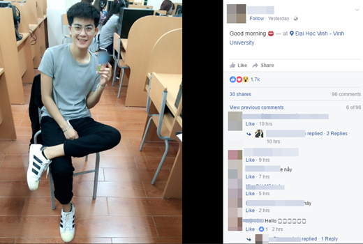 Xuất hiện trên một fanpage dành cho các bạn trẻ đồng hương Nghệ An, hình ảnh của một du học sinh Thái Lan đang theo học tại trường Đại học Vinh đã nhanh chóng thu hút một số lượng lớn dân mạng, các bạn trẻ ấn nút like và chia sẻ. Vẻ ngoài điển trai, hiền lành và nụ cười thân thiện của du học sinh này là điểm ấn tượng đầu tiên khiến dân mạng phải chú ý và không tiếc lời khen ngợi ngay từ cái nhìn đầu tiên.