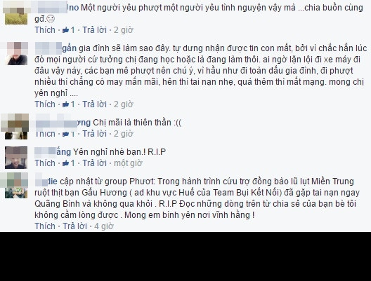 Những status được Thu Hương viết trong những đêm trước khi sự việc đáng tiếc cướp đi mạng sống của cô xảy ra đã chứng minh được tấm lòng nhân ái cùng một trái tim ấm áp, luôn cố gắng chia sẻ với tất cả mọi người. Sự ra đi của Hương đã khiến không chỉ người dân địa phương, những người trực tiếp được cô và những người bạn giúp đỡ, mà còn cả cộng đồng, cư dân mạng thương tiếc, xót xa. Nhiều bạn trẻ ví Thu Hương như một thiên thần, không màng khó khăn của bản thân và ra đi khi đã làm được một việc rất ý nghĩa.