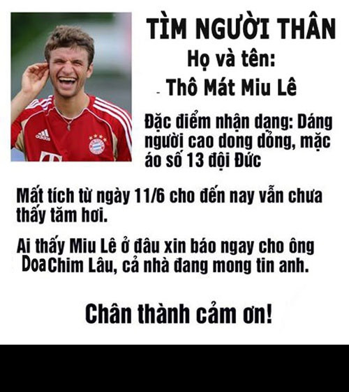 Tiền đạo Thomas Muller của ĐT Đức bị mỉa mai khi thi đấu mờ nhạt tại EURO 2016.