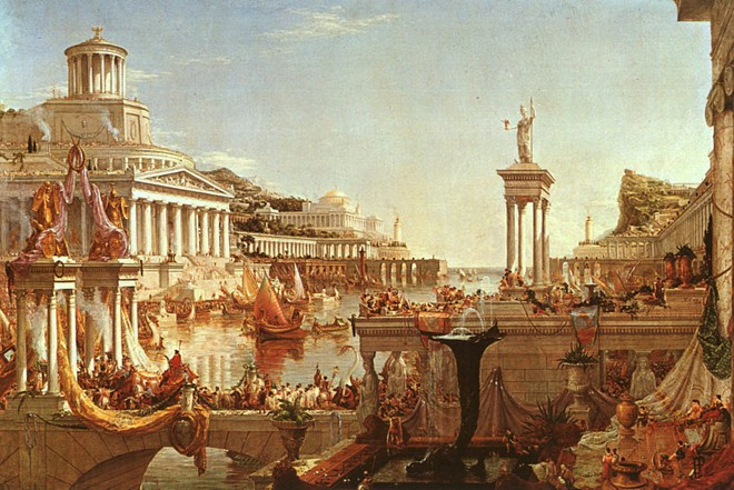 2. Rome: Thành Rome thời cổ đại là một trong những trung tâm của sự giàu có, nghệ thuật, văn hóa, chính trị... Nó thường được coi là nơi ra đời của nền văn minh phương Tây. Chứng cứ về sự giàu có cũng như khả năng tạo những công trình nghệ thuật và kiến trúc tuyệt vời của Rome vẫn còn tới ngày nay, từ đấu trường La Mã tới những tượng đá hoa cương đã tồn tại qua nhiều thế kỷ. Thời đó, La Mã đã là một thành phố văn minh, thịnh vượng, với rất nhiều cửa hàng, chợ, hiệu sách, hiệu bán giày và gia vị, đem lại cho các cư dân một cuộc sống tiện nghi và thoải mái.