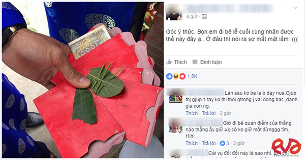Trước đó, một chàng trai khác cũng phải nói lời cay đắng khi nhận được một chiếc phong bao lì xì mà bên trong là "ba que xỏ lá" theo đúng nghĩa đen.