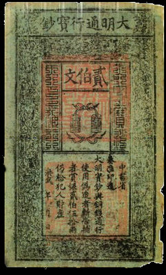 Tiền giấy (Thế kỷ 9): Những tờ tiền giấy đầu tiên đã được phát minh bởi người Trung Quốc cổ đại vào cuối thế kỷ 8 hoặc đầu thế kỷ 9 SCN. Lúc đầu chúng được sử dụng như một loại chi phiếu ghi nợ hoặc trao đổi cá nhân. Một thương nhân gửi tiền và nhận được một tờ giấy “chứng nhận trao đổi” mà có thể dùng để đổi lấy những đồng xu kim loại ở các thành phố khác. Trên thực tế người Trung Quốc là tác giả của vô số các phát minh đã giúp định hình lịch sử nhân loại. Nếu thiếu những phát minh này của người Trung Quốc cổ đại, nhân loại sẽ mất thêm nhiều thế kỷ nữa trước khi có thể phát triển đến giai đoạn hiện nay.