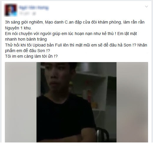 Chưa hiểu chuyện gì đang xảy ra, dân mạng Việt tiếp tục nhìn thấy dòng status nói về sự việc vừa qua của Ngô Huân - bạn trai tin đồn trước đây của Tùng Sơn. Ngô Huân liên tục đả kích Tùng Sơn là kẻ lật mặt, thậm chí còn có ý dọa đăng toàn bộ bản đầy đủ của đoạn clip tố Tùng Sơn ăn trộm trong đêm hôm trước để nhân vật này tự thấy rằng mình đã đánh mất cả nhân phẩm. Sự việc càng trở nên rắc rối hơn khi Tùng Sơn tiếp tục chia sẻ thêm một đoạn clip khác với cảnh có người đến bảo vệ Tùng Sơn, đấu khẩu với cô gái đã tố Tùng Sơn đột nhập vào nhà, ăn trộm điện thoại.