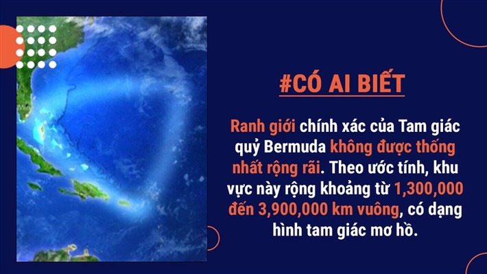Tam giác quỷ Bermuda không xuất hiện trên bất kỳ bản đồ thế giới nào và Ủy ban Tên địa lý Hoa Kỳ không công nhận Tam giác Bermuda là một khu vực chính thức của Đại Tây Dương.