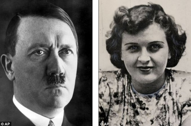 Trùm phát xít trong ảnh chân dung chính thức năm 1937 và bạn gái Eva Braun. Cô trở thành vợ của Hitler trong một ngày. Ảnh: AP.