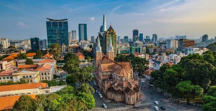 Nhà thờ Đức Bà ở trung tâm thành phố Hồ Chí Minh.