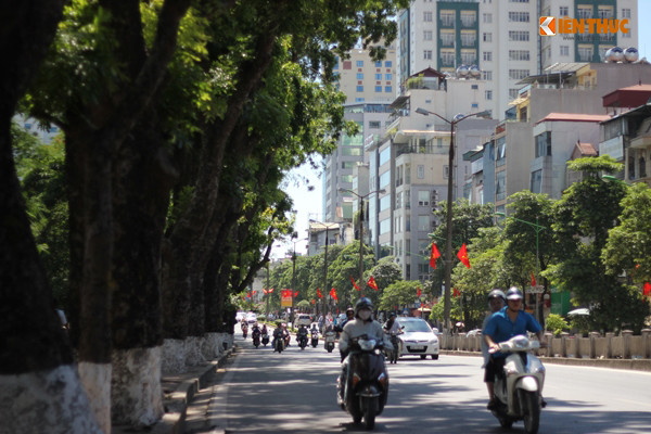 Đi dưới những hàng cây xanh ngắt trên đường Hà Nội, mọi người đều ví vui như đang lạc vào chốn thiên đường trong những ngày nắng nóng này. Ảnh chụp trên đường Kim Mã (Hà Nội).
