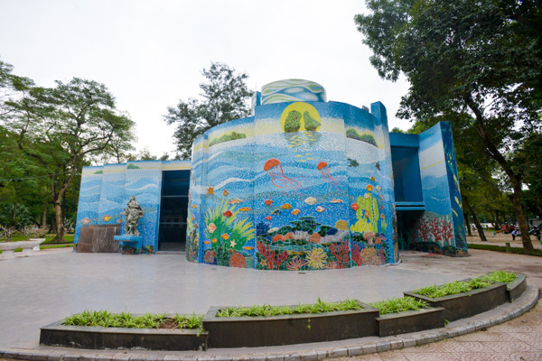 Cửa vào tòa nhà là miệng vỏ ốc, tòa nhà xoắn tròn với lối đi mê cung dẫn vào lòng trong cùng của vỏ ốc là nhà tròn có 8 tấm gương dị dạng. Họa sĩ Thu Thủy cho biết, lối kiến trúc này rất phù hợp cho việc tạo thành các bức phù điêu gốm lớn.
