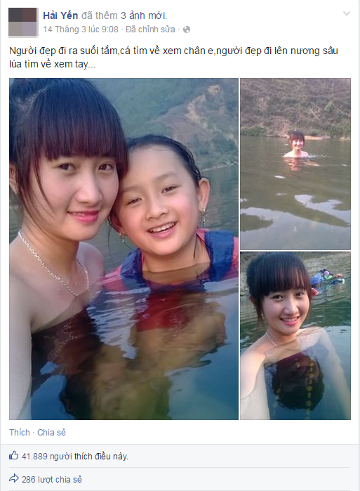 Hình ảnh cô gái Thái xinh đẹp, da trắng nõn đùa nghịch bên dòng suối Mường Chà gây thương nhớ.