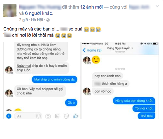 Tuy nhiên công việc kinh doanh của Huyền Baby không phải luôn thuận lợi như nhiều người vẫn nghĩ. Mới đây, hot girl xinh đẹp này đã vướng phải một số rắc rối đến từ những phản hồi không tốt của khách hàng về sản phẩm của mình. Trên một fanpage nổi tiếng mới đây, một cô gái tự giới thiệu đã mua sản phẩm chăm sóc sắc đẹp của Huyền Baby nhưng sau khi dùng lại cảm thấy rất thất vọng. Người này còn cho biết khi phản ánh kết quả sử dụng sản phẩm cho Huyền Baby, cô đã bị hot girl này dùng nhiều lời lẽ mang khó nghe để thóa mạ.