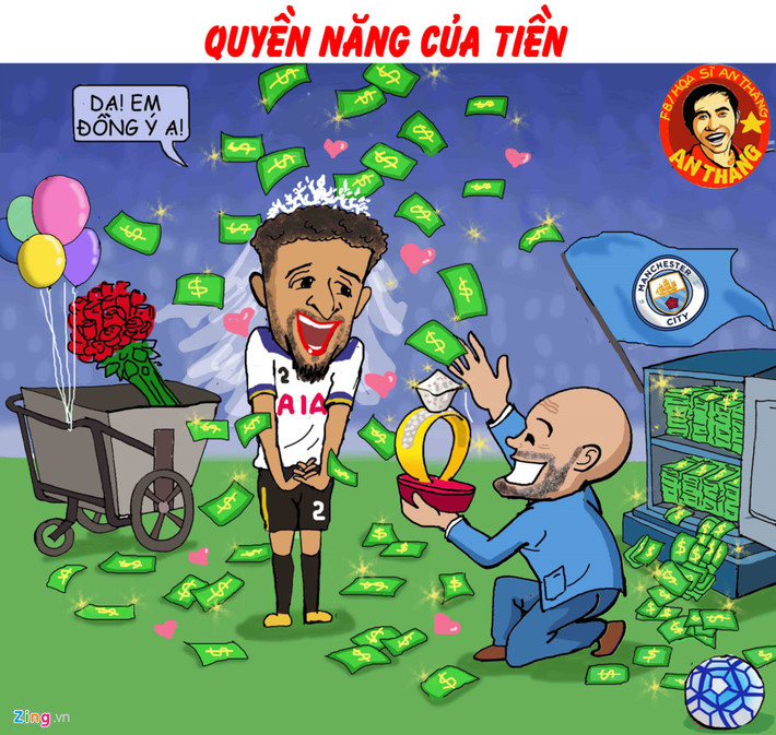 Mất Dani Alves một cách tức tưởi, Man xanh quyết mở két, vung tiền mua hậu vệ cánh phải Kyle Walker và biến anh trở thành hậu vệ đắt nhất thế giới.