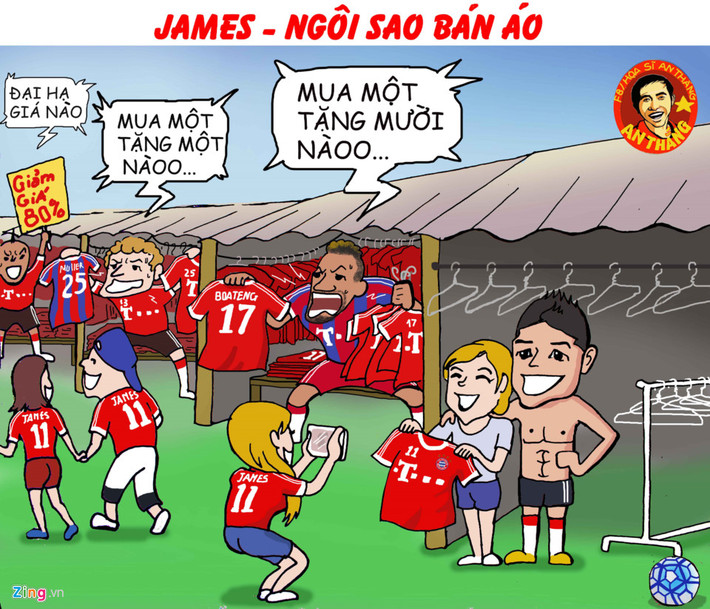 Trong khi đó, chuyển đến câu lạc bộ mới, chưa đá một trận đấu nào, nhưng James Rodriguez đã tỏa sáng, lập kỷ lục trên lĩnh vực kinh tế. Áo đấu của tiền vệ điển trai cháy hàng ngay trong ngày bán đầu tiên.
