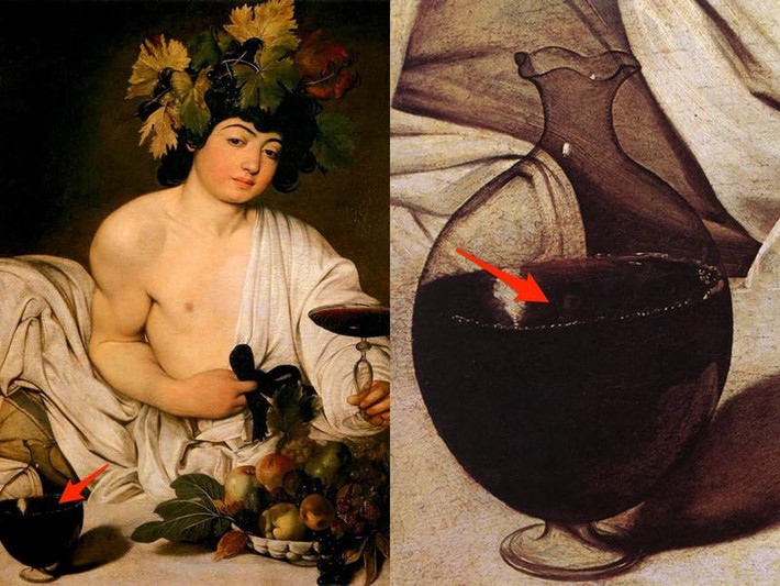 Mặc dù không dễ phát hiện nhưng danh họa người Italy Michelangelo Merisi da Caravaggio đã vẽ một chân dung tự họa nhỏ xíu trong bức tranh "Bacchus" của ông. Bức chân dung tự họa này lần đầu được phát hiện năm 1922, hơn 300 năm sau khi nó được hoàn thành nhưng sau đó nó đã bị lãng quên sau nhiều năm không được bảo quản tốt. Tuy nhiên, chi tiết này đã được phát hiện lại vào năm 2009 nhờ công nghệ hiện đại.