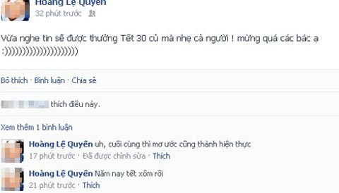 Tuy nhiên không phải cũng biết khoe thưởng Tết đúng cách. Một số bạn trẻ gần như "tự sướng", khoe khoang một cách quá lố về tiền thưởng Tết của mình nhằm mục đích khiến cho người khác phải ghen tị hoặc nể phục.