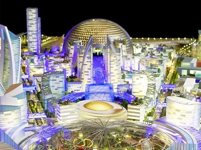 Thành phố kiểm soát khí hậu: Dubai đang lên kế hoạch xây dựng một tiểu thành phố kiểm soát khí hậu với diện tích 4.450 m2, gồm nhiều khách sạn, khu mua sắm và vui chơi được nối bằng các tuyến đường khép kín có điều hòa. Ảnh: CNN.