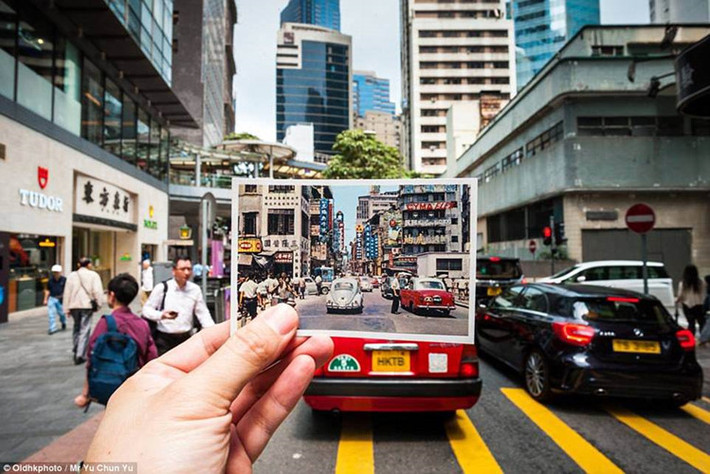 Queen's Road Central ở Hong Kong hiện nay trở thành khu mua sắm với nhiều tòa nhà chọc trời hiện đại.