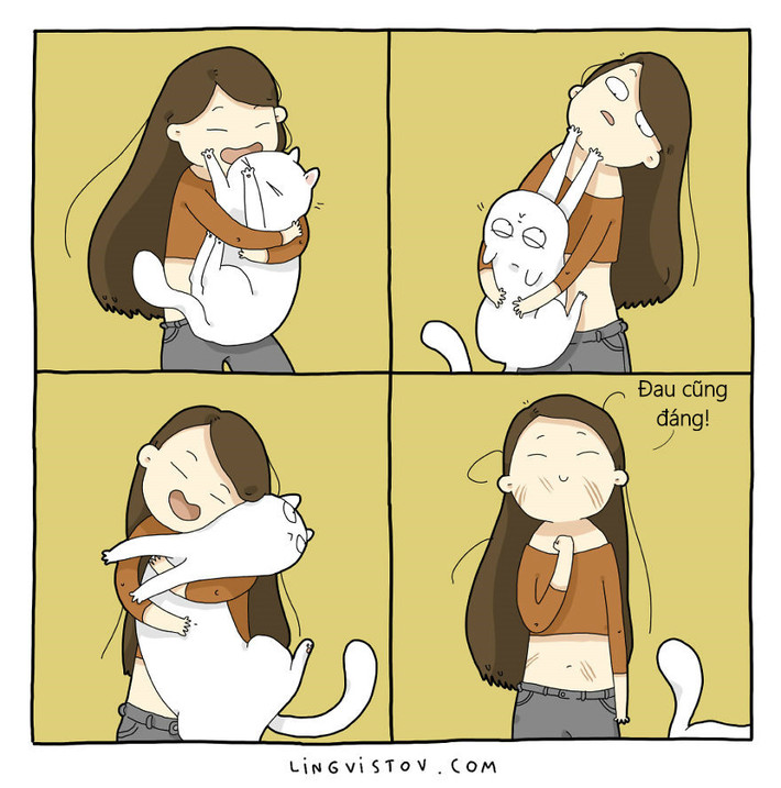 Đôi lúc muốn ôm mèo cưng vào lòng, cô chủ phải "đánh đổi" bằng các vết xước khắp cơ thể.