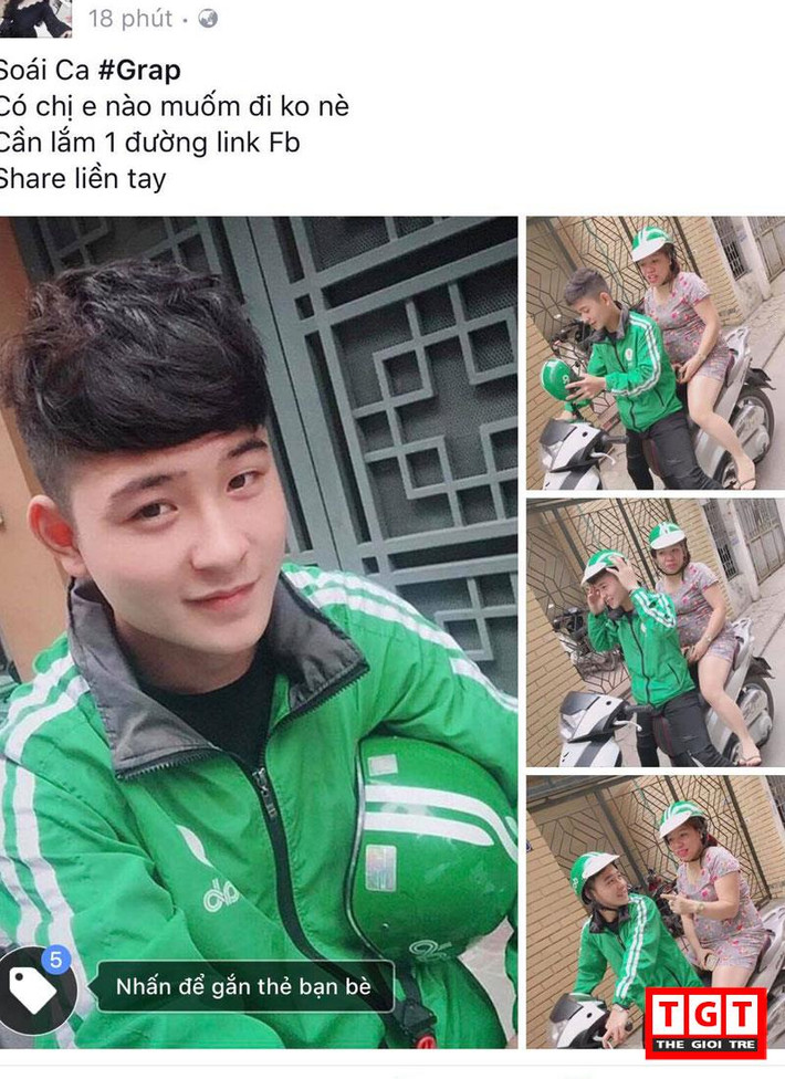 Nhiều người còn ưu ái dành tặng anh chàng điển trai biệt danh: Soái ca Grab.