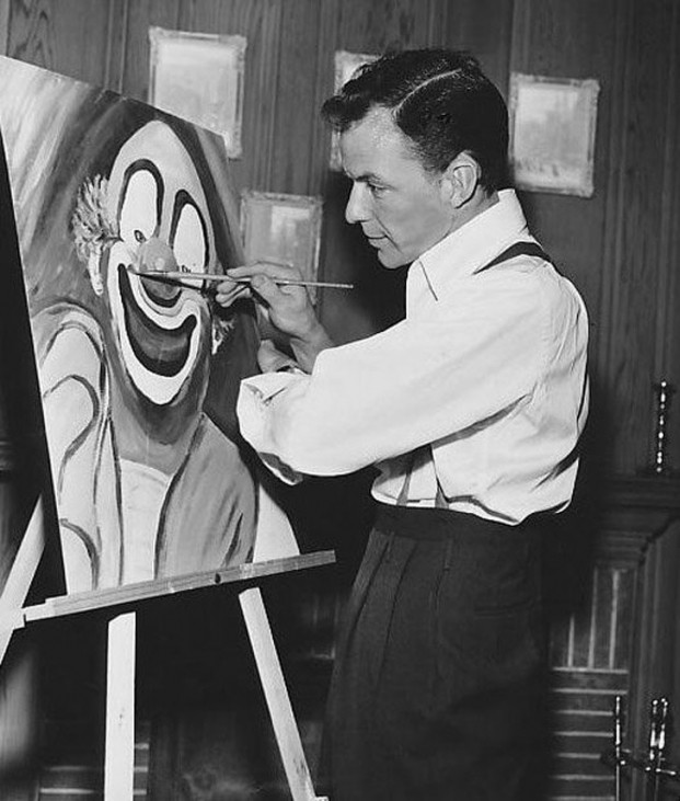 Frank Sinatra vẽ chú hề, 1949.