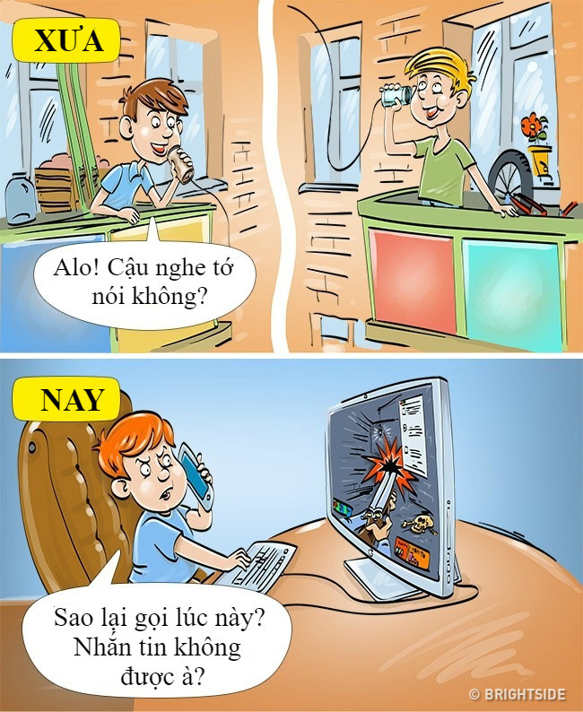 Vào thời đại điện thoại có dây còn là vật dụng ít phổ biến, trẻ em thường "chế" phương tiện liên lạc độc đáo bằng ống bơ. Ngày nay, chiếc smartphone phổ biến tới nỗi trẻ em có trong tay là điều không có gì lạ.
