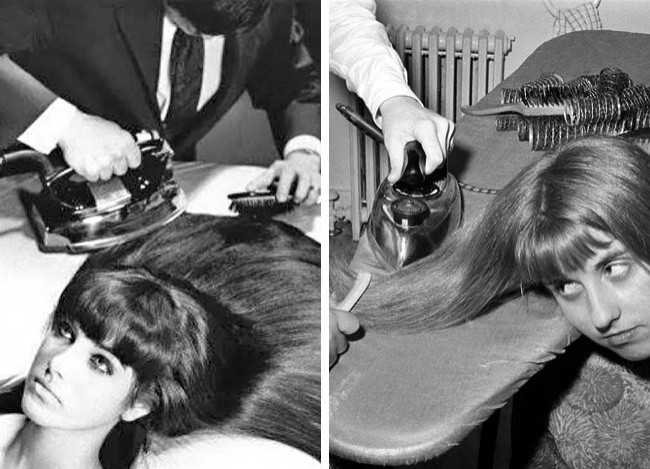 Một phương pháp phổ biến là tóc thẳng trong những năm 1960.