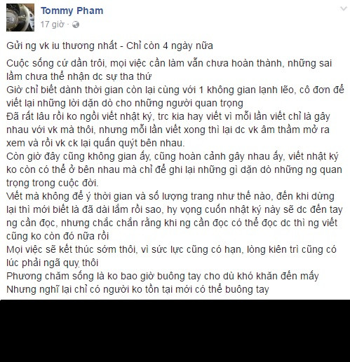 Với tất cả những điều được cho là buồn chán, áp lực này, Minh Nhựa tiết lộ ý định tự tử trong các dòng status gần đây của mình. Những bài đăng được kết thúc bằng cụm từ "Vĩnh biệt", gửi tới vợ con của Minh Nhựa khiến nhiều dân mạng dự đoán rằng đại gia này có thể sắp có những hành động thiếu kiểm soát. Và đến chiều 20/8, Minh Nhựa quyết định đăng clip "trực tiếp tự tử" nhưng kết cục thì anh ta lại... không chết. Đến khi nằm trên giường bệnh và tỏ ra như vừa được cứu sống, Minh Nhựa vẫn cầm điện thoại để ghi hình khiến dân mạng nảy sinh nhiều nghi vấn.
