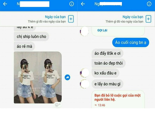 Sau khi nhận được sự hồi đáp từ khách hàng, chủ shop online N.P. ngay lập tức thể hiện mình là người vô cùng nhanh nhẹn. Mặc cho khách hàng chưa xác nhận sẽ mua áo, N.P. đã… trên đường ship hàng và biết vị trí nhà khách. Trong khi khách hàng vẫn còn đang ngơ ngác chị đi đâu, N.P. đã chốt ‘phủ đầu' ngay lập tức: ‘2005 ở Nam Sơn hả, biết mày rồi, đang ship rồi ra lấy áo đi'.