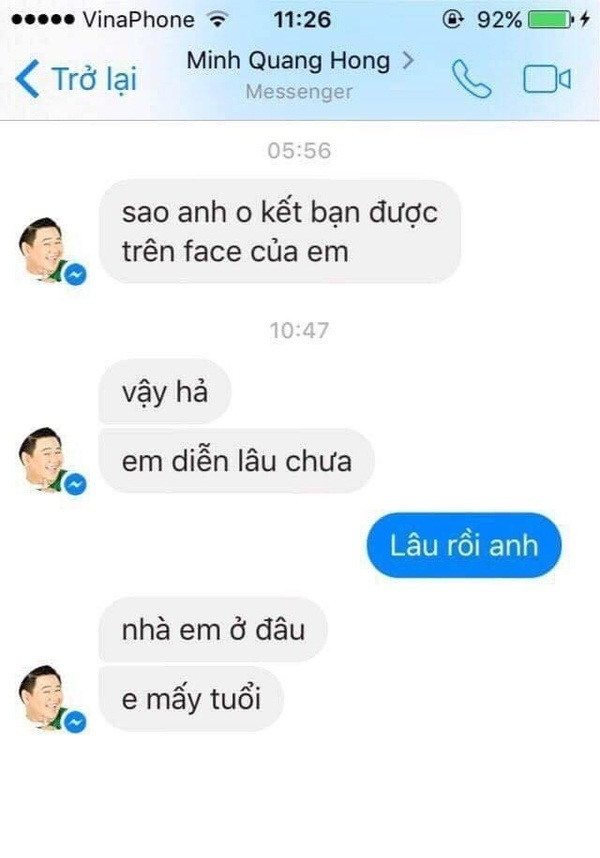 Theo đó, có thể thấy Minh béo sử dụng những từ ngữ hết sức ngọt ngào với ảo thuật gia này như hỏi nhà, động viên chàng trai này gặp mình để tư vấn việc bước chân vào sân khấu kịch.