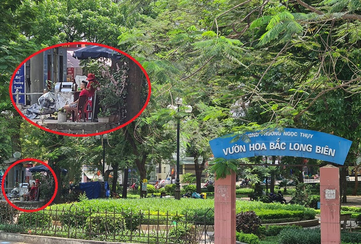Tương tự, khu vực vườn hoa Bắc Long Biên cũng xuất hiện tình trạng người dân lén lút bán nước sau lệnh tạm dừng hoạt động.