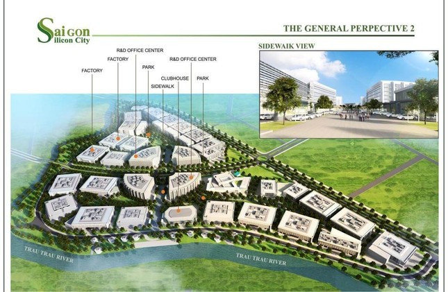 Gần đây nhất, Phó Chủ tịch UBND TP.HCM Võ Văn Hoan đã yêu cầu các sở, ngành liên quan phối hợp với Khu công nghệ cao kiểm tra và đẩy nhanh thủ tục chấm dứt, thu hồi giấy chứng nhận đầu tư, thu hồi đất với dự án Công viên Sài Gòn Silicon ngay trong năm 2023. (Ảnh: Phối cảnh dự án).