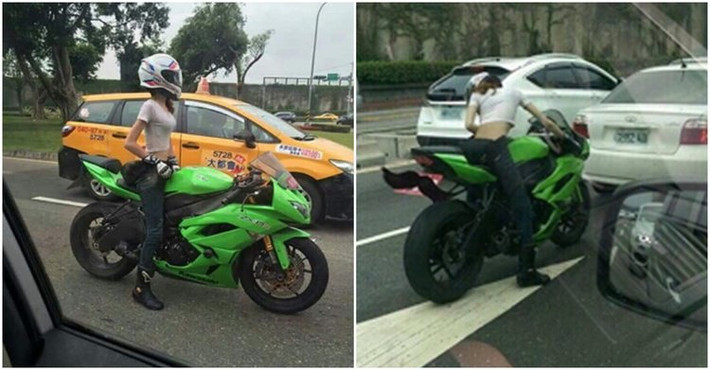 Không để lộ mặt nhưng dáng vẻ bề ngoài cực chất của nữ biker đã khiến nhiều đấng nam nhi có ấn tượng tốt ngay từ cái nhìn đầu tiên. Cô gái trẻ tuổi khoảng đôi mươi, có dáng người cao, khá mảnh mai. Cô mặc trên người chiếc áo thun đơn giản cùng quần jeans… thể hiện cá tính, chất “bụi” của mình. Dân mạng ngay lập tức tò mò, tự hỏi đằng sau lớp kính mũ bảo hiểm kia sẽ là một khuôn mặt xinh xắn đến mức độ nào.