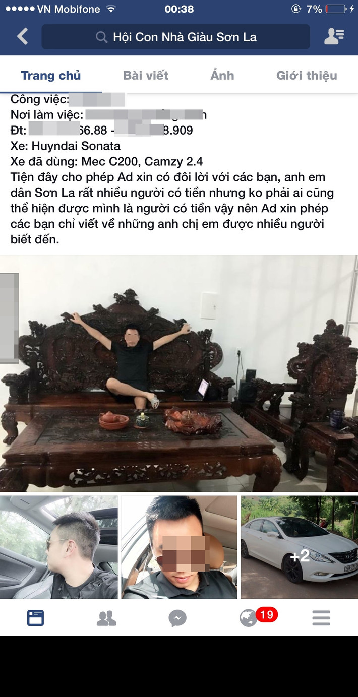 Song song với các bài đăng nói về từng cá nhân, thành viên, admin trong hội thỉnh thoảng có rất nhiều lời tuyên bố khá "hùng hồn" như: "Anh em Sơn La rất nhiều người có tiền nhưng không phải ai cũng thể hiện được mình là người có tiền".
