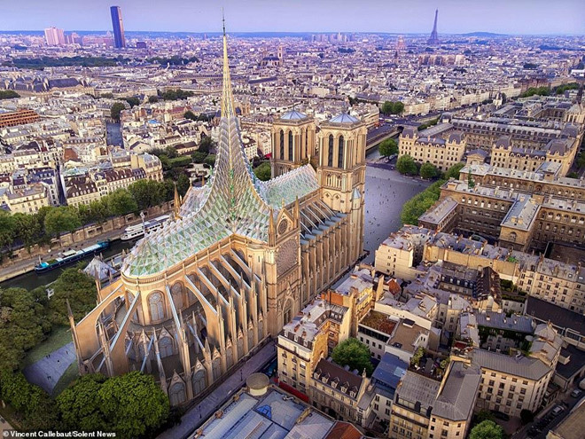 Công ty kiến trúc Vincent Callebaut của Paris đáp lại lời kêu gọi bằng một thiết kế sáng tạo, thân thiện với môi trường. Bên dưới ngọn tháp là trang trại rau quả do các tổ chức từ thiện và tình nguyện viên điều hành, nhằm sản xuất thực phẩm miễn phí cho người dân địa phương gặp khó khăn. Mô tả thiết kế tương lai của mình, ông Callebaut nói về thiết kế: "Chúng tôi đã tìm cách trình bày một dự án siêu việt, một biểu tượng của tương lai sinh thái và kiên cường". Ảnh: Vincent Callebaut.